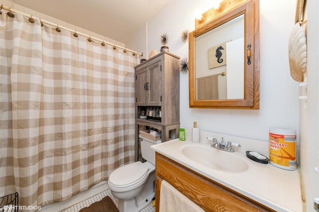 162 N Waters Edge Dr Unit 202, Glendale Heights, IL 60139 - bathroom featuring toilet, tile patterned floors, curtained shower, and vanity