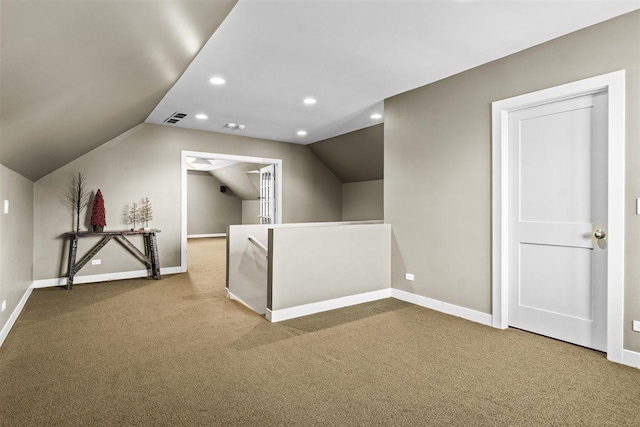 845 Woodward Ave, Deerfield, IL 60015 - additional living space with carpet, baseboards, vaulted ceiling, and recessed lighting