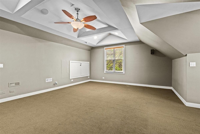 845 Woodward Ave, Deerfield, IL 60015 - bonus room with carpet floors, a ceiling fan, baseboards, and lofted ceiling