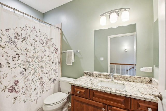 1565 Ashbury Pl, Lemont, IL 60439 - bathroom featuring toilet, a shower with shower curtain, and vanity