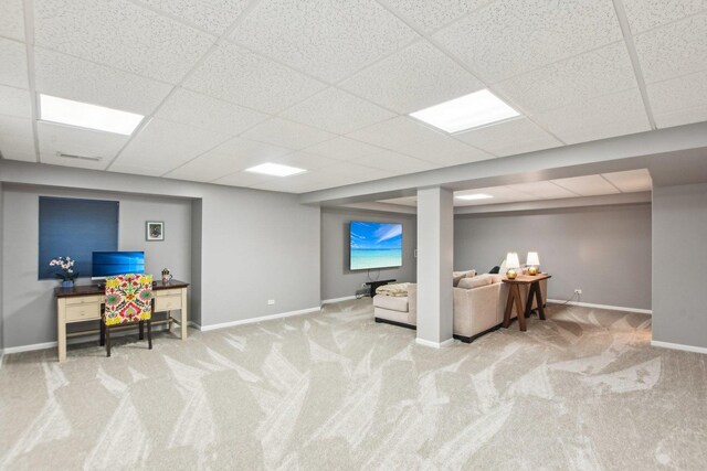 1565 Ashbury Pl, Lemont, IL 60439 - sitting room with baseboards, carpet flooring, and a paneled ceiling