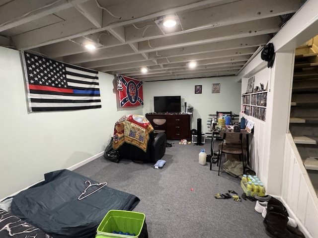 rec room featuring carpet