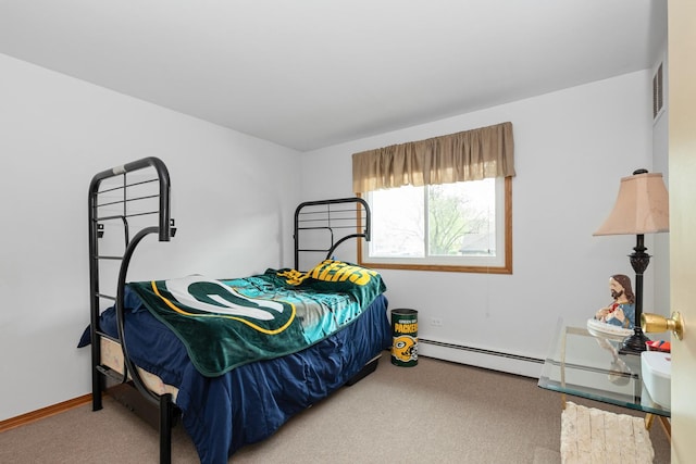 11123 S 84th Ave Unit 2B, Palos Hills, IL 60465 - bedroom featuring carpet floors, a baseboard radiator, baseboards, and visible vents