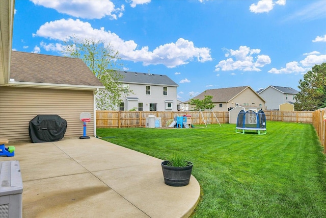 4022 Orchard Ln, Monticello, IL 61856 - view of yard with a trampoline, a playground, a patio, and a residential view