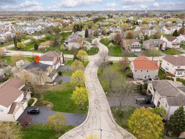 birds eye view of property with a residential view