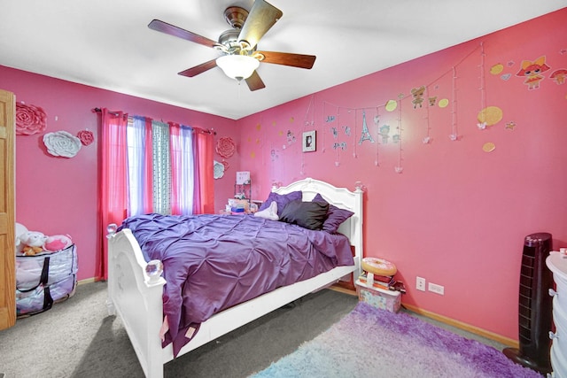 513 Wallace St, Chicago Heights, IL 60411 - carpeted bedroom with baseboards and ceiling fan