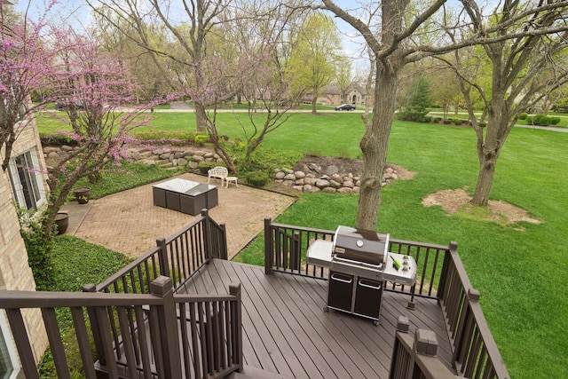 12 Forest Ln, South Barrington, IL 60010 - wooden deck featuring grilling area and a yard