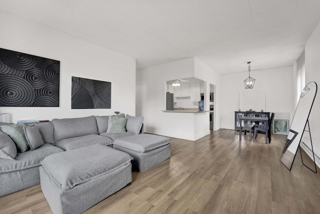 living area featuring light wood finished floors