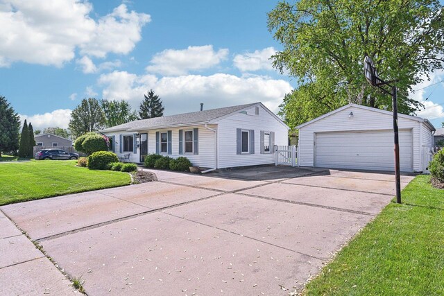27 Arlington Dr, Romeoville, IL 60446 - single story home with a detached garage, a front yard, and an outdoor structure