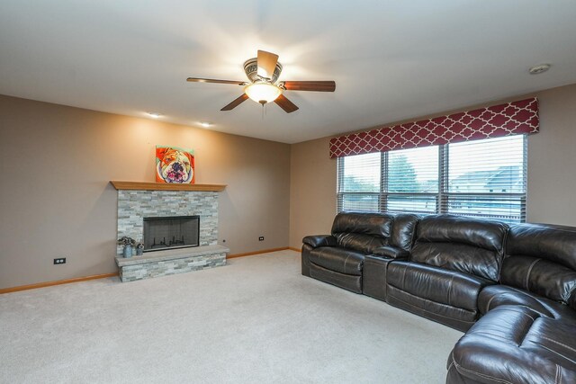 1678 Eagles Lndg N, Manteno, IL 60950 - living area with a ceiling fan, carpet flooring, and baseboards