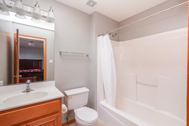 1678 Eagles Lndg N, Manteno, IL 60950 - bathroom with ensuite bath, vanity, shower / bath combo with shower curtain, and toilet