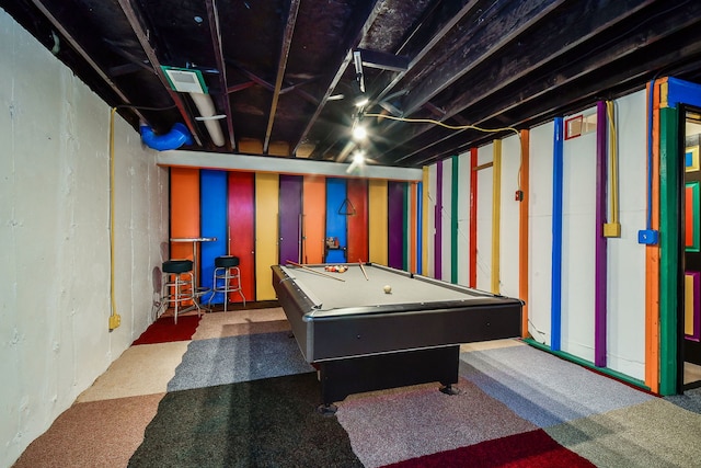 2013 Eastwick Ln, Aurora, IL 60503 - recreation room with pool table and carpet flooring