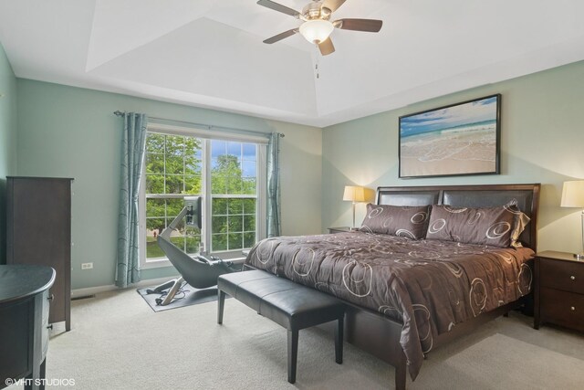 5515 Mcdonough Rd Unit 5515, Hoffman Estates, IL 60192 - bedroom with carpet, a raised ceiling, and ceiling fan