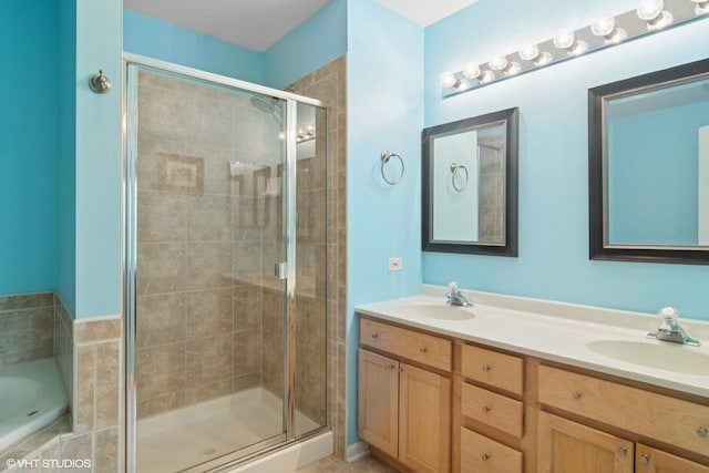 5515 Mcdonough Rd Unit 5515, Hoffman Estates, IL 60192 - full bath featuring a shower stall, double vanity, and a bath
