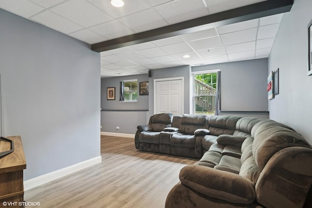 5515 Mcdonough Rd Unit 5515, Hoffman Estates, IL 60192 - living room with a paneled ceiling, wood finished floors, and baseboards