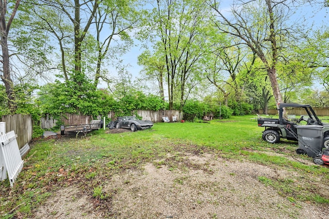 view of yard featuring a fenced backyard