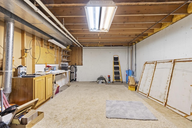 view of unfinished basement