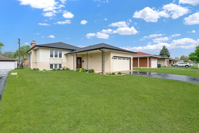4424 Maple Ave, Brookfield, IL 60513 - view of front of property with brick siding, an attached garage, driveway, and a front lawn