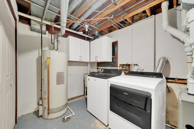 4424 Maple Ave, Brookfield, IL 60513 - laundry room with cabinet space, water heater, and independent washer and dryer