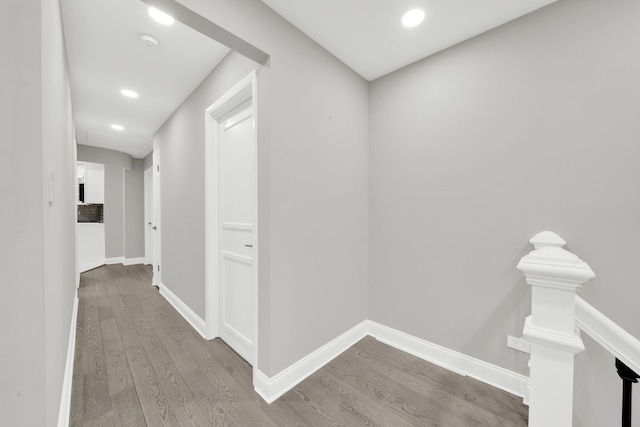 4424 Maple Ave, Brookfield, IL 60513 - hall featuring baseboards, an upstairs landing, and wood finished floors