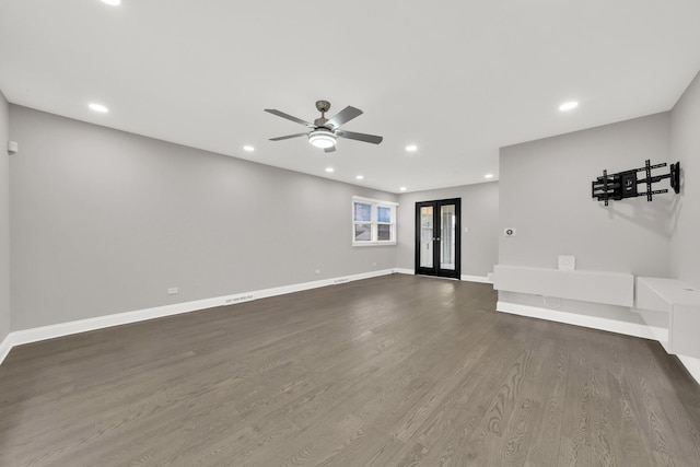 4424 Maple Ave, Brookfield, IL 60513 - unfurnished living room with recessed lighting, a ceiling fan, and dark wood-style flooring