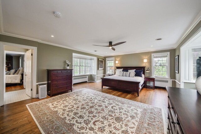 36W722 Crane Rd, Saint Charles, IL 60175 - bedroom with wood finished floors, ornamental molding, and radiator heating unit