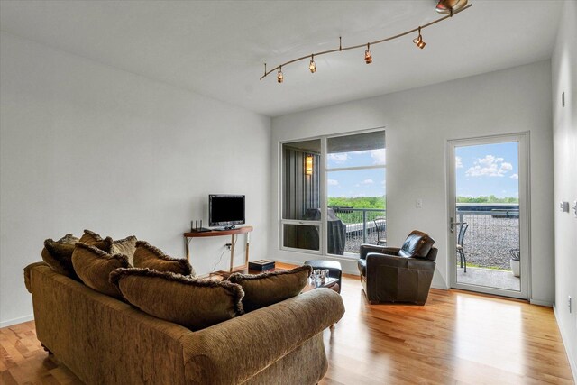 living room with wood finished floors