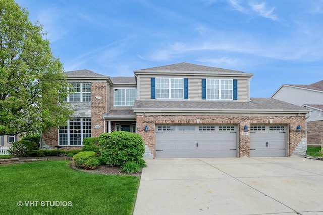 685 Veronica Ct, New Lenox, IL 60451 - traditional-style home featuring concrete driveway, a front lawn, brick siding, and a garage