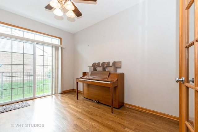 685 Veronica Ct, New Lenox, IL 60451 - sitting room with wood finished floors, a ceiling fan, and baseboards