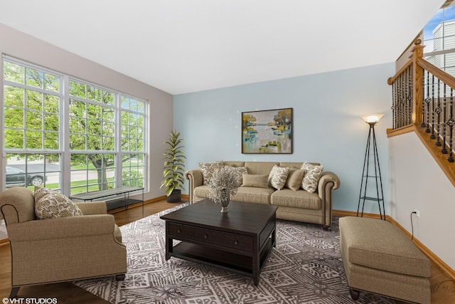 685 Veronica Ct, New Lenox, IL 60451 - living area featuring healthy amount of natural light, baseboards, and wood finished floors