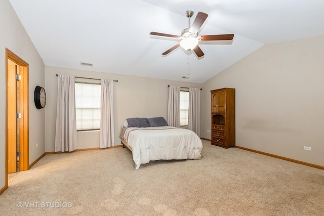 685 Veronica Ct, New Lenox, IL 60451 - bedroom with vaulted ceiling, carpet flooring, baseboards, and ceiling fan