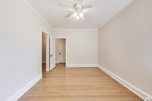 1431 W Rascher Ave Unit 1W, Chicago, IL 60640 - empty room featuring crown molding, ceiling fan, light wood-style flooring, and baseboards