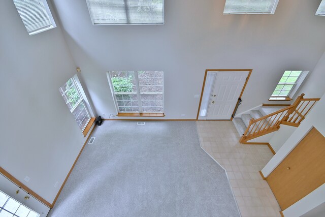 3244 Foxridge Ct, Woodridge, IL 60517 - carpeted foyer with a high ceiling, baseboards, and stairs