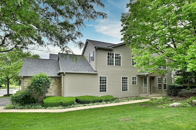 3244 Foxridge Ct, Woodridge, IL 60517 - rear view of property with a yard, roof with shingles, and brick siding
