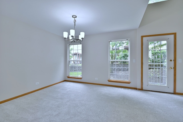 3244 Foxridge Ct, Woodridge, IL 60517 - carpeted spare room featuring a chandelier, baseboards, and healthy amount of natural light
