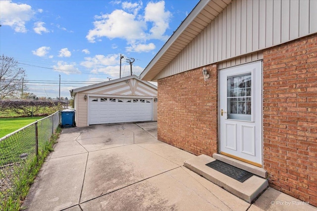 detached garage with fence