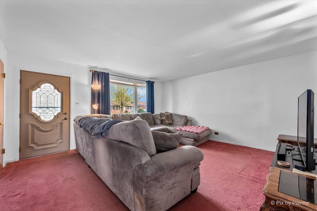 living area with carpet flooring