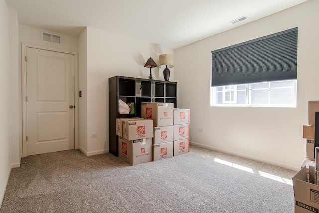 playroom featuring baseboards, visible vents, and carpet