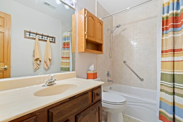1065 Cedar Creek Dr, Lake Zurich, IL 60047 - bathroom with shower / bathtub combination with curtain, toilet, and vanity