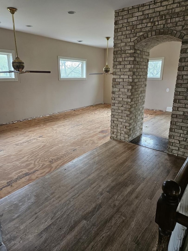 6554 N 16000e Rd, Grant Park, IL 60940 - empty room featuring wood finished floors and arched walkways
