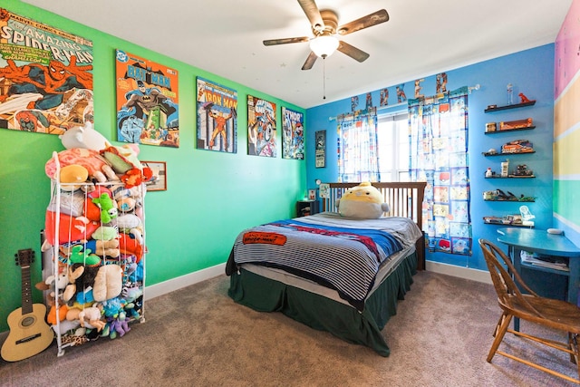 840 Coventry Cir N, Sycamore, IL 60178 - bedroom featuring carpet, baseboards, and a ceiling fan