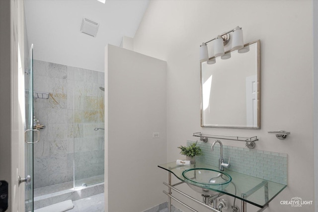 4012 Heron Ct, Naperville, IL 60564 - full bath with vanity, a stall shower, and backsplash