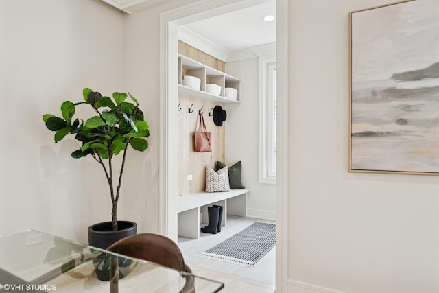 mudroom featuring baseboards