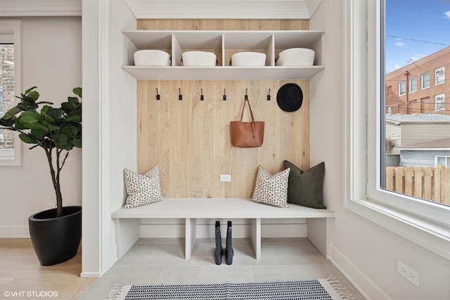 mudroom featuring baseboards