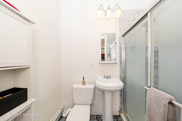 3912 S Prairie Ave, Chicago, IL 60653 - full bathroom with a shower stall and baseboard heating