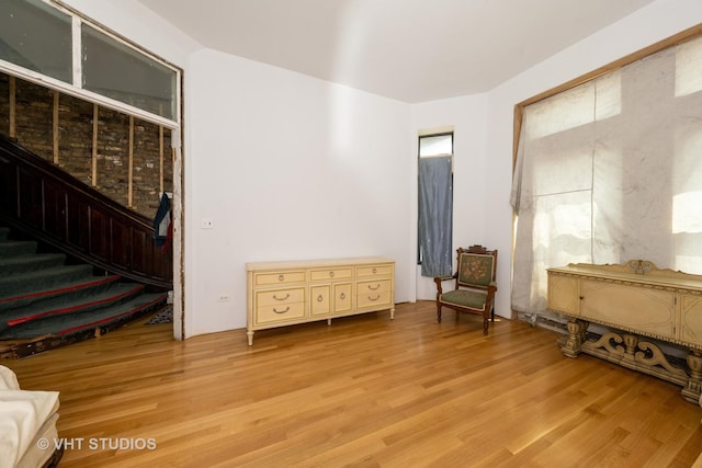 3912 S Prairie Ave, Chicago, IL 60653 - sitting room featuring light wood-type flooring and stairway