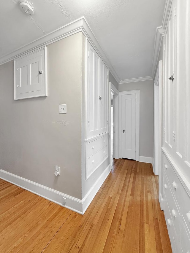 1402 W Lincoln Blvd, Freeport, IL 61032 - corridor with light wood-type flooring and ornamental molding