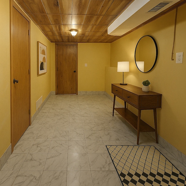 3114 N Long Ave, Chicago, IL 60641 - hallway with visible vents, marble finish floor, and baseboards