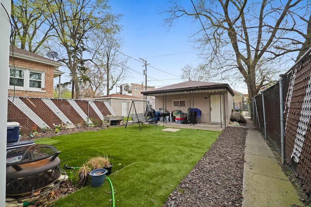 view of yard featuring a fenced backyard and a patio area