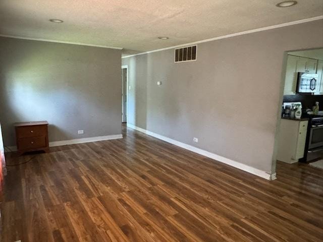 481 Talala St, Park Forest, IL 60466 - empty room with dark wood-type flooring, ornamental molding, and baseboards